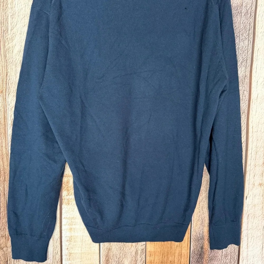 J.Crew Merino‎ Wool V-Neck Sweater Quiet Luxury Versatile Winter Navy Large NWT